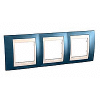 Unica Plus - cover frame - 3 gangs, H71 - glacier blue/ivory