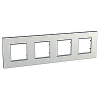 Unica Quadro Metallized - cover frame - 4 gang - silver
