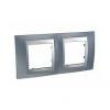 Unica Top - cover frame - 2 gangs, H71 - metal grey/aluminium