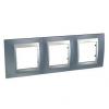 Unica Top - cover frame - 3 gangs, H71 - metal grey/aluminium