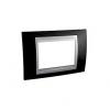 Unica Top - cover frame - 3 modules - rhodium black/aluminium